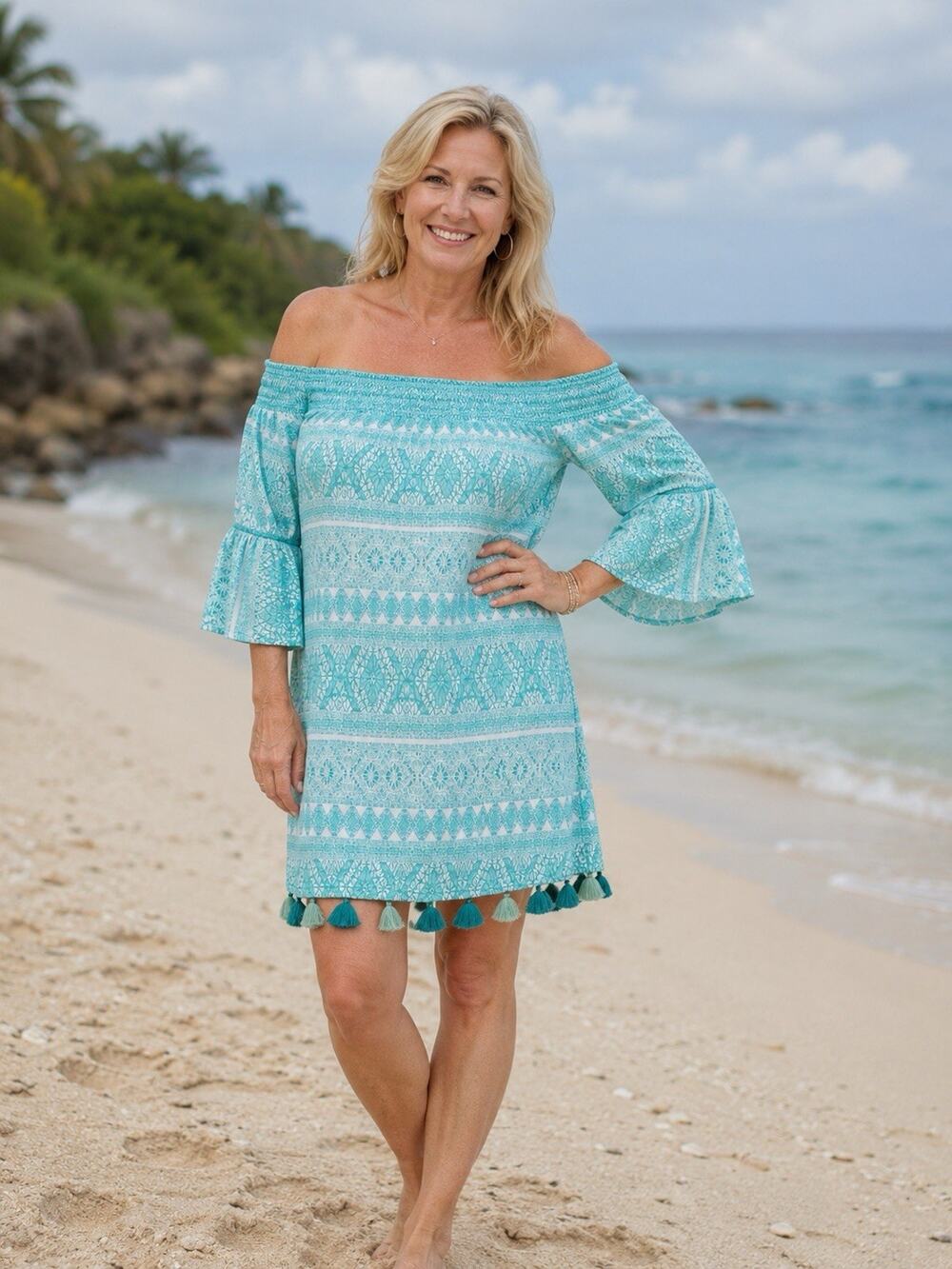 Cabana Life Sunshine Shores Teal Cruise Beach Short Coverup Dress Womens Small